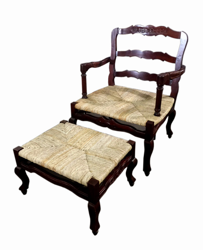 French Lounge Chair and Ottoman Set