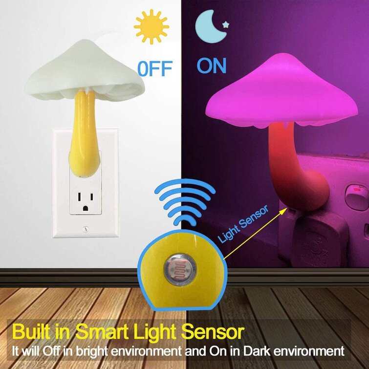 Blue YunZyun Colorful Cute Mushroom Shape LED Night Light Intelligently Sensor Control Energy Saving Lamp Bedside Wall Corridor for Bedroom Baby Room Bathroom