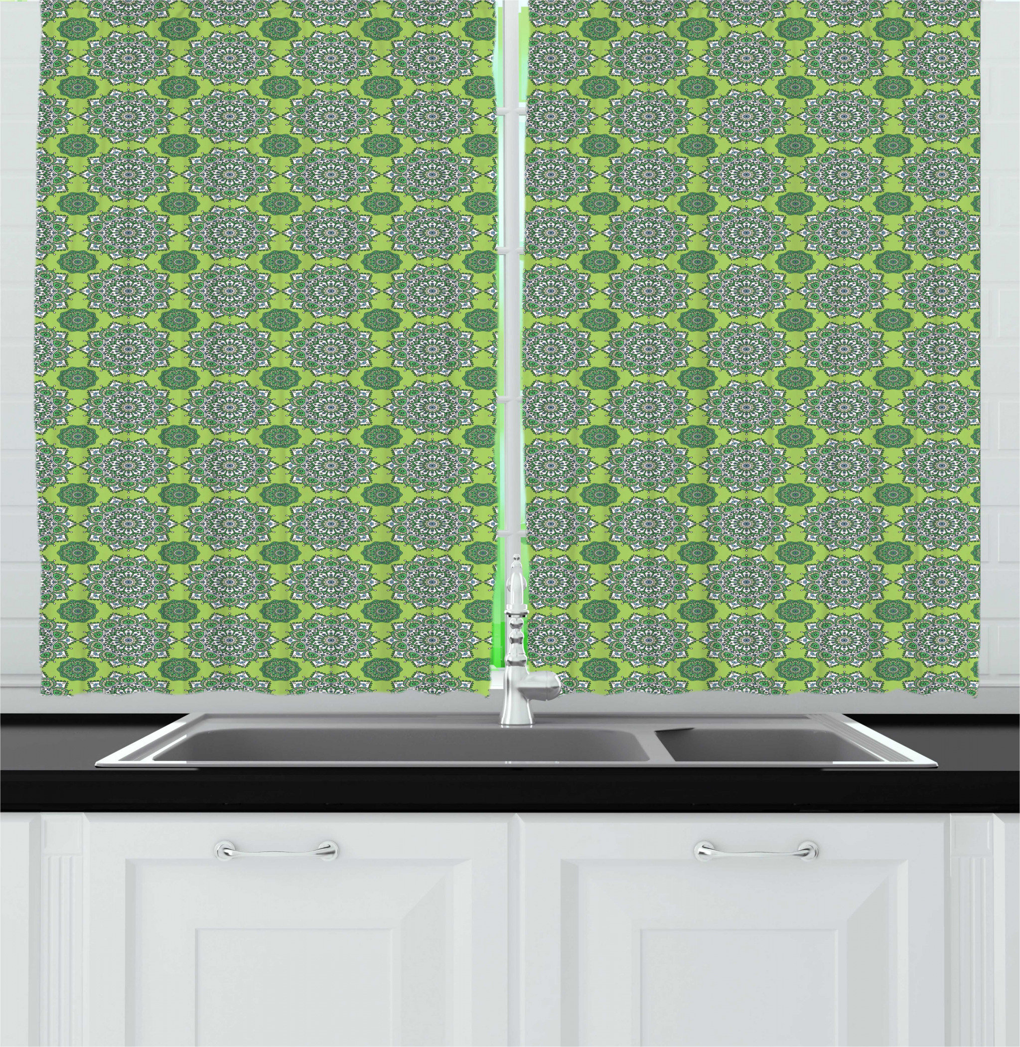 East Urban Home Lime Green Kitchen Curtain Wayfair