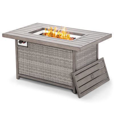 Happatio 48Inch 50,000 Btu Wicker&Aluminum Patio Fire Pit (Brown)