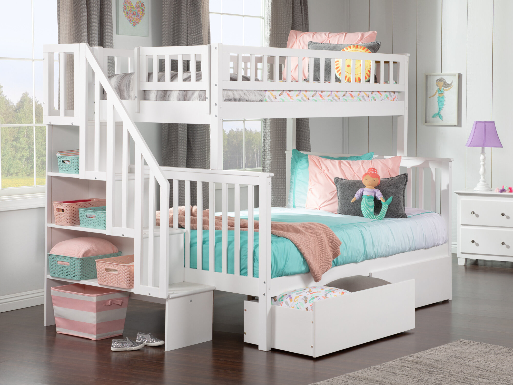 double bunk bed with steps