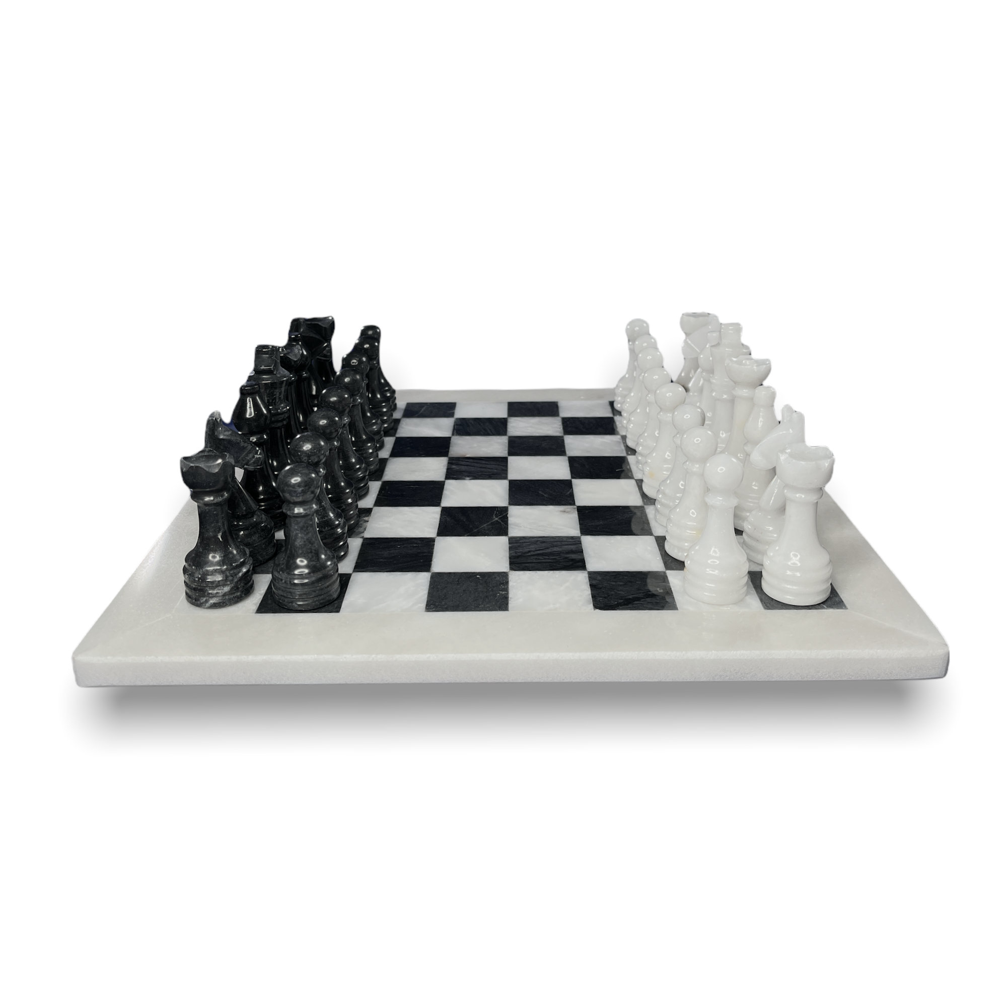 12" White Marble Unique Black & White Chess Board Handmade Home Decor Gifts 