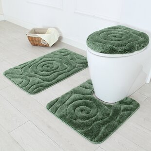 Details about   Green Heart-shaped Tree Shower Curtain Toilet Cover Rug Mat Contour Rug Set 