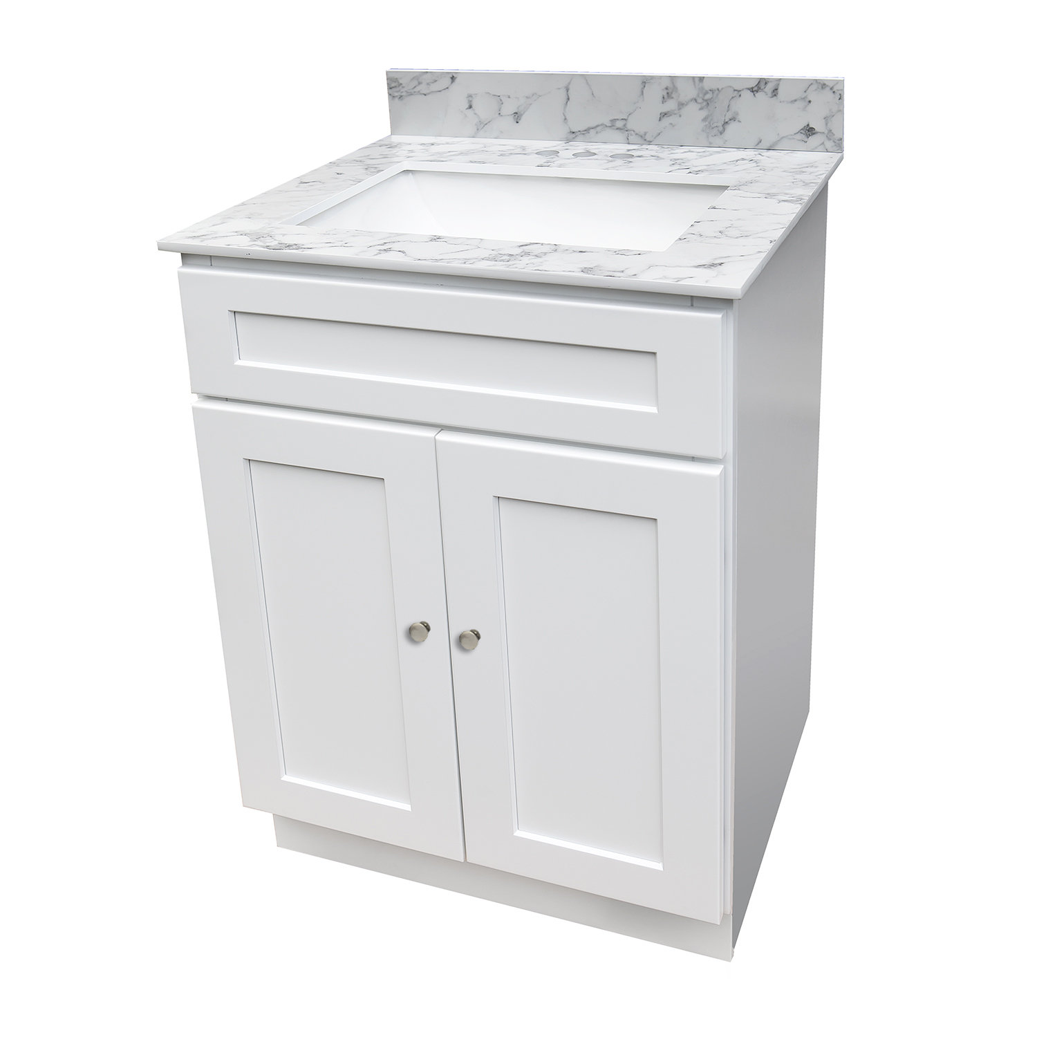 Latitude Run 24 White Shaker Bathroom Vanity With White Top Wayfair   24 White Shaker Bathroom Vanity With White Top 