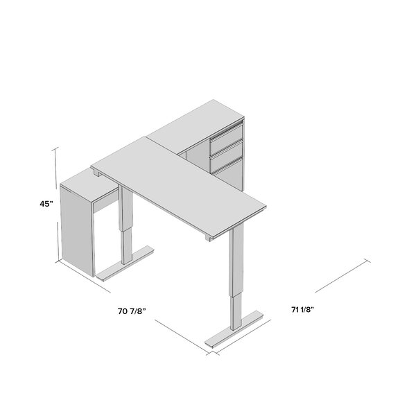 Kenworthy Reversible L-Shape Standing Desk with Height Adjustable Table