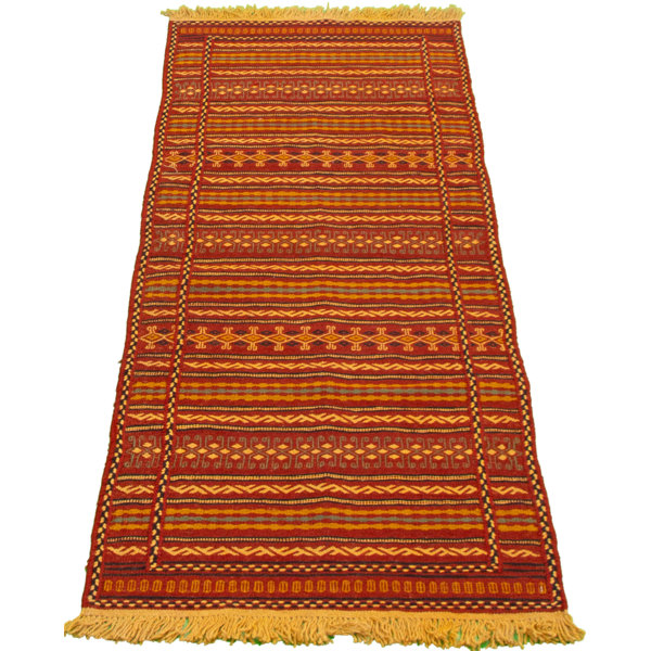 Foundry Select Wimbley Handmade Kilim Wool Orange Yellow Rug Wayfair
