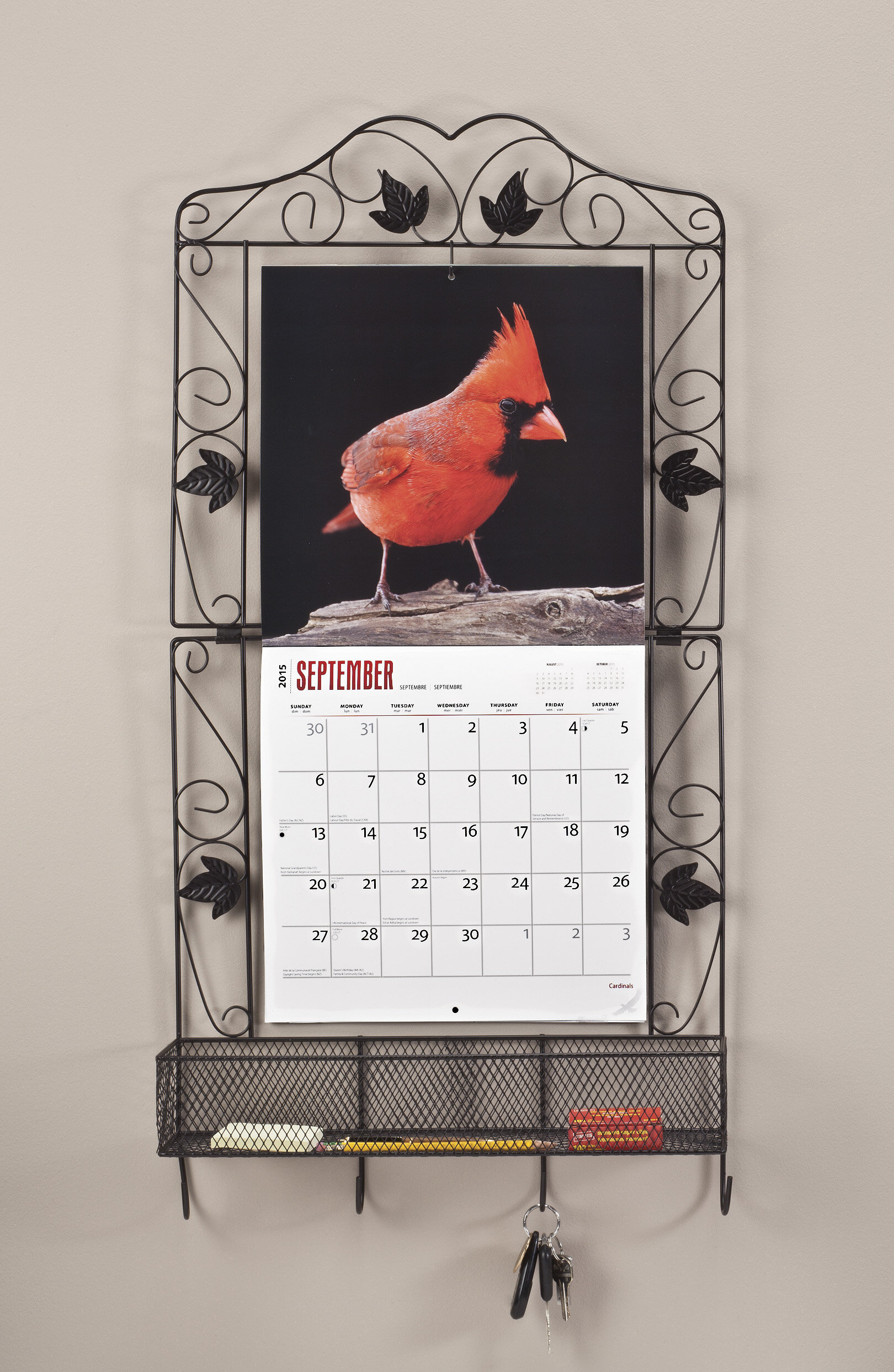 Miles Kimball 17 25 X 33 5 X 4 50 Calendar Holder With Basket And Key Hooks Wayfair Ca