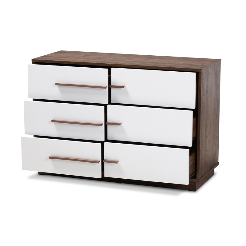 Hashtag Home Crandon Mid Century Modern Two Tone Wood 6 Drawer