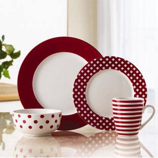 red polka dot dishes