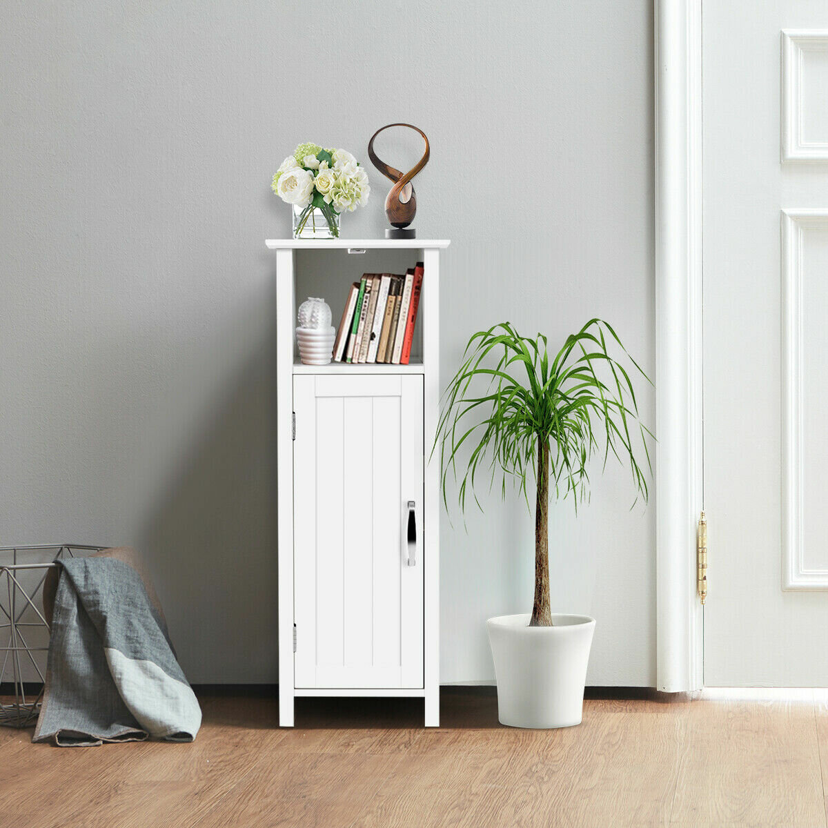 Red Barrel Studio Bathroom Floor Storage Cabinet Free Standing W Single Door Adjustable Shelf Wayfair Ca