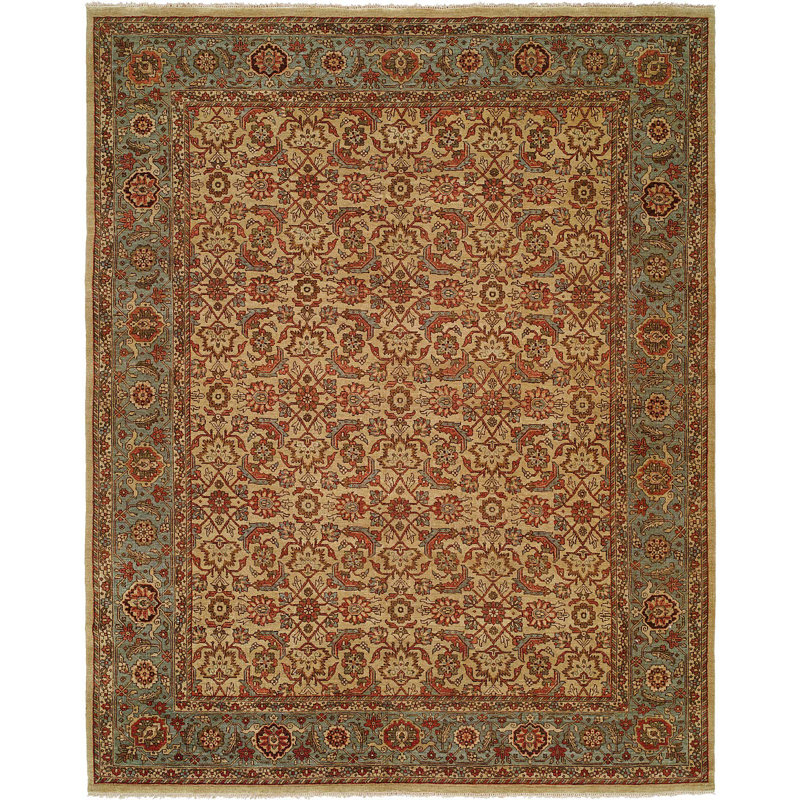 Astoria Grand Mccullom Oriental Hand Knotted Wool Ivory Blue Area Rug