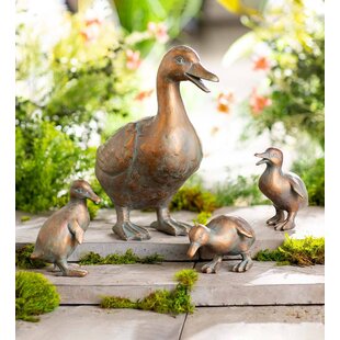 Mini Figurines Garden Duck Ornament 1 Adult Duck and1 Hatching Duck Resin Decor 
