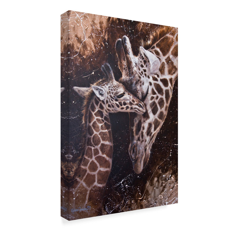 World Menagerie Baby Giraffes Acrylic Painting Print On Wrapped