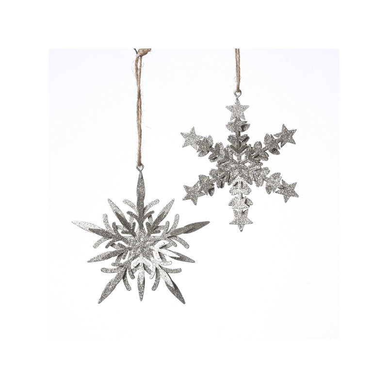 The Holiday Aisle 2 Piece Hanging Snowflakes Holiday Shaped Ornament Set Wayfair