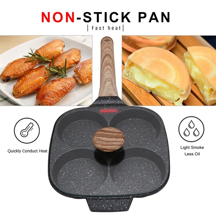 Egg Frying Pan Suitable for Gas Stove & Induction Cooker Pancake Pan with Lid Nonstick 4 Cups Fried Egg Pan Aluminium Alloy Cooker for Breakfast
