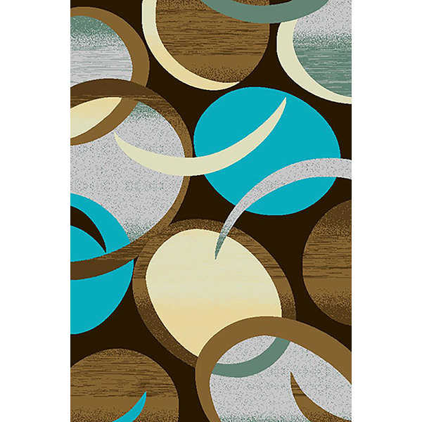Ivy Bronx Mccampbell Abstract Turquoise Brown Area Rug Reviews Wayfair