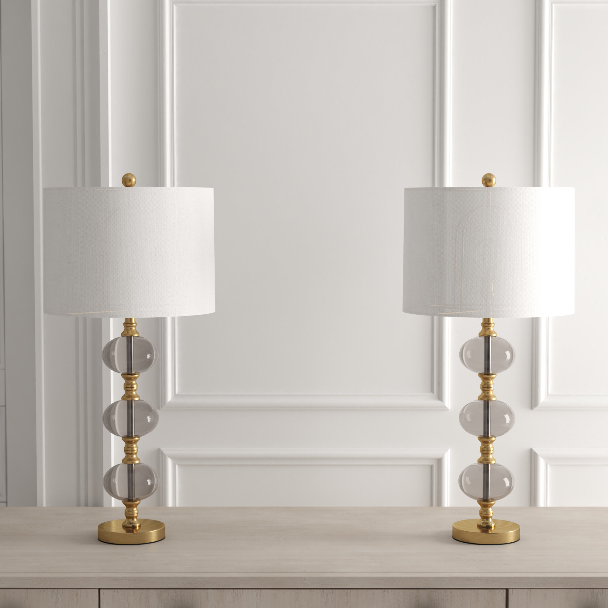 glass and gold table lamp