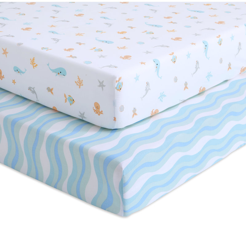 blue fitted crib sheet