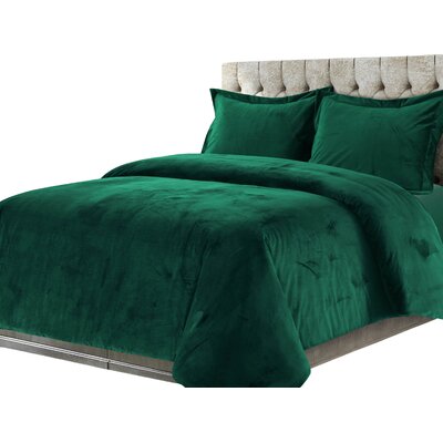 Greyleigh Shropshire Solid Oversized Duvet Cover Set Color Emerald