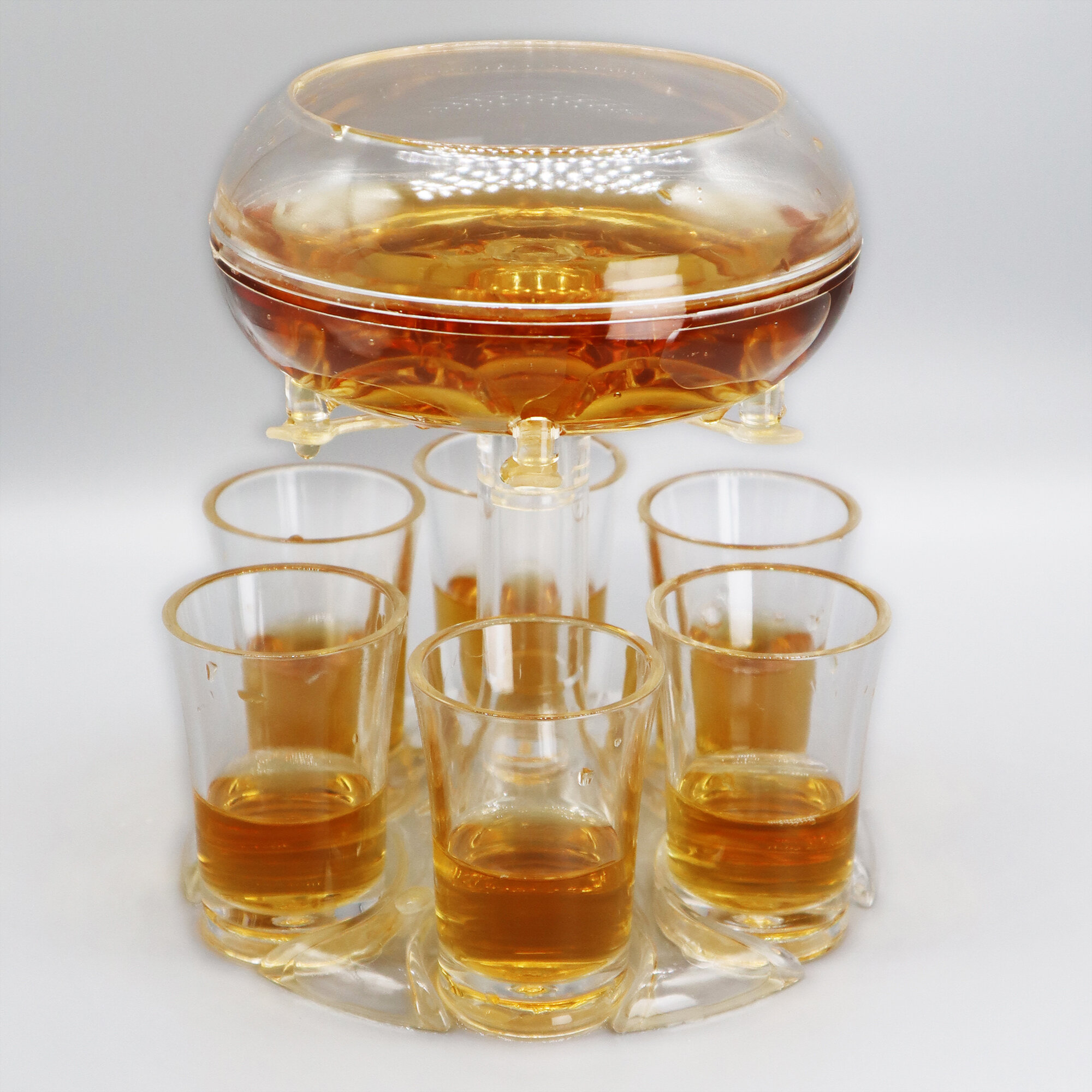 6 Shot Glass Dispenser With Stand Holder Drink Game Liquor Glasses Party Wedding