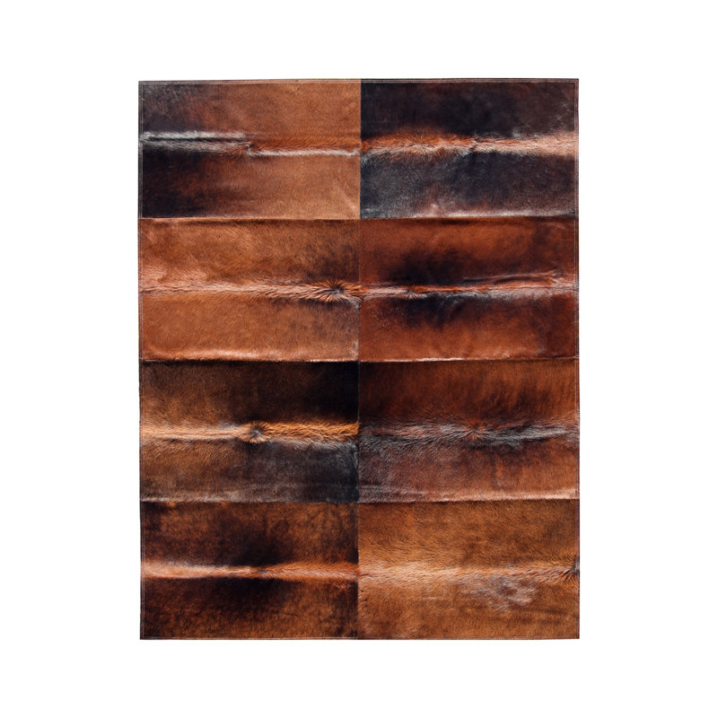 Pure Rugs Patchwork Cowhide Oak Cognac Brown Area Rug Wayfair