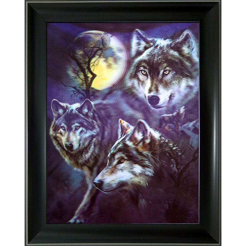 East Urban Home 'Single Wolf' Picture Frame Graphic Art | Wayfair