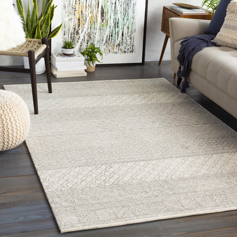Steelside Abdera Geometric Handmade Tufted Wool Gray Cream Area Rug Reviews Wayfair