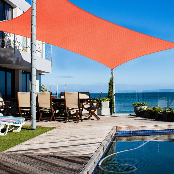Sun Shade Sail 28Ft 97% UV Block Triangle Canopy Outdoor Patio Pool Rice White 