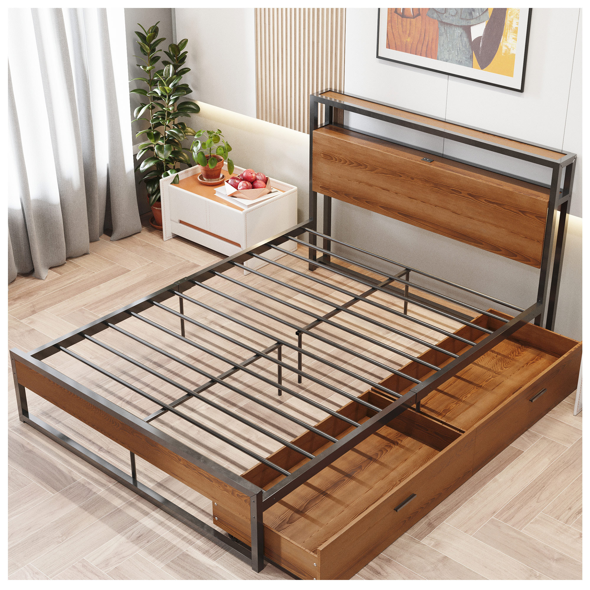 Vinura Metal Storage Bed Wayfair