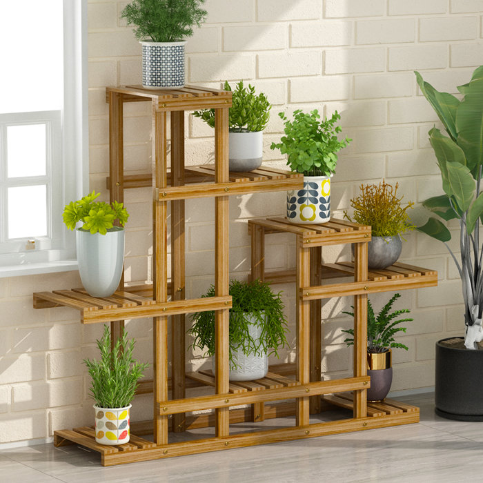 Arlmont &amp; Co. Multi Tier Flower Shelves Stands Wood Plant