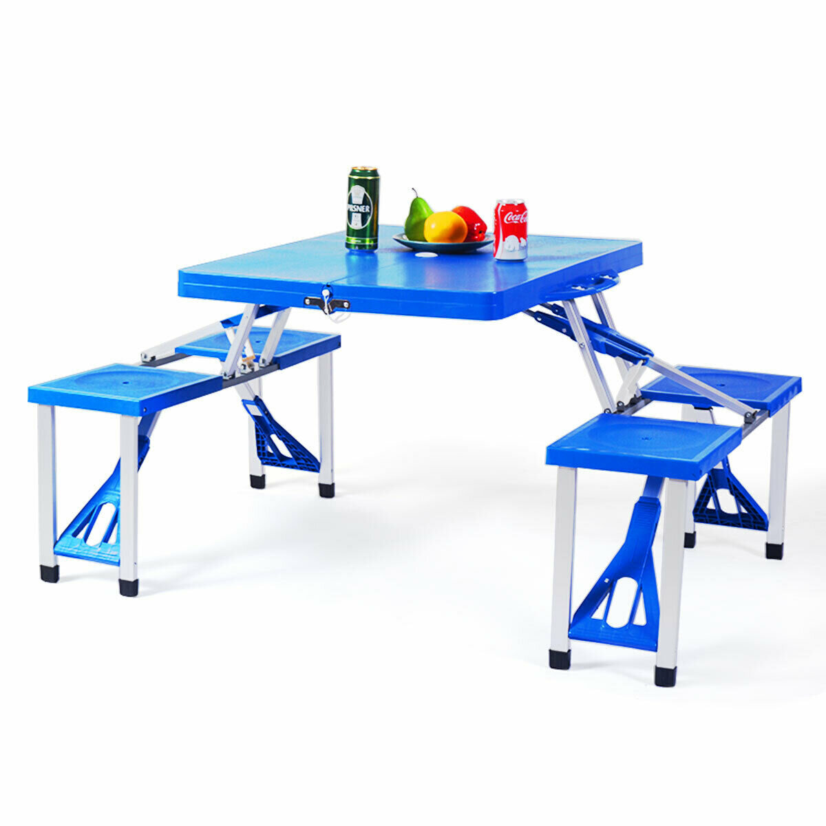 outdoor camping 25" rectangular folding table set with 2 chairs