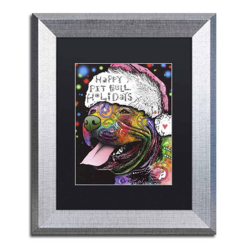 Trademark Art Christmas Pitbull By Dean Russo Framed Graphic Art Wayfair
