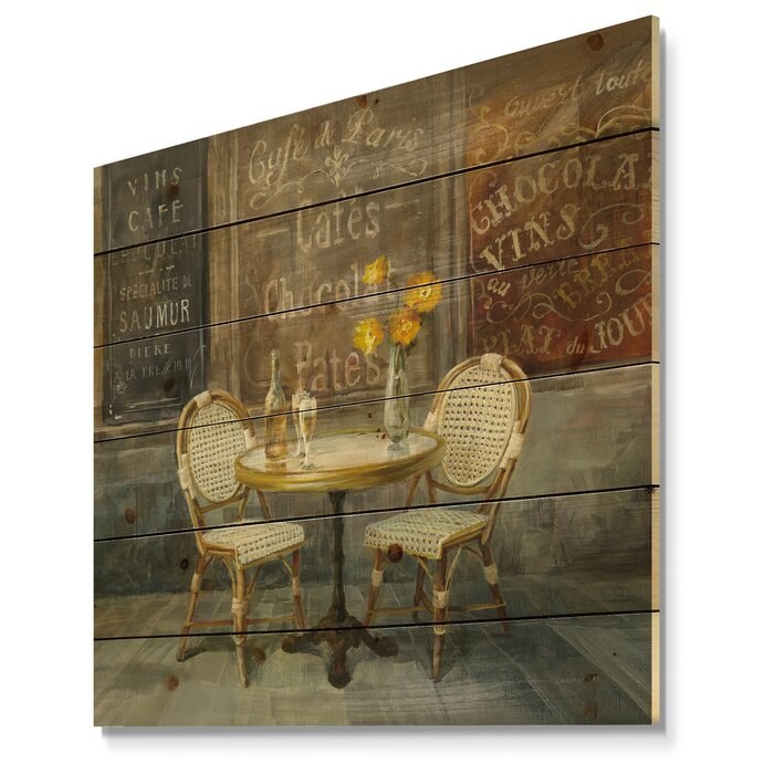 Traditional French Cafe Print On Wood