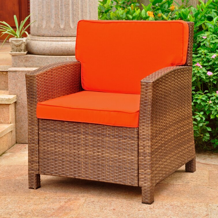 Charlton Home Stapleton Wicker Resin Patio Chair With Cushions Reviews Wayfair Ca