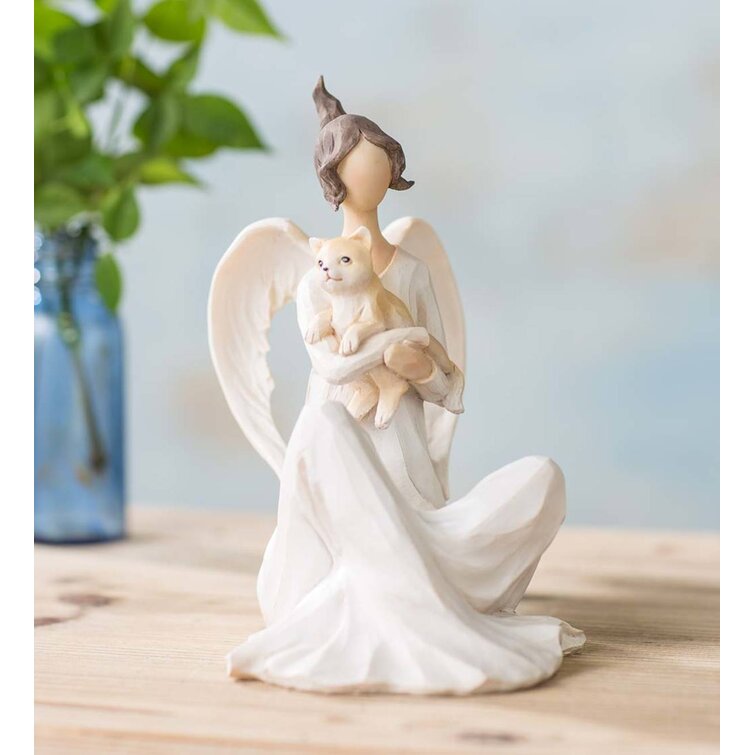 Cute angel figurine from Ukraine angel on a cloud with a cat