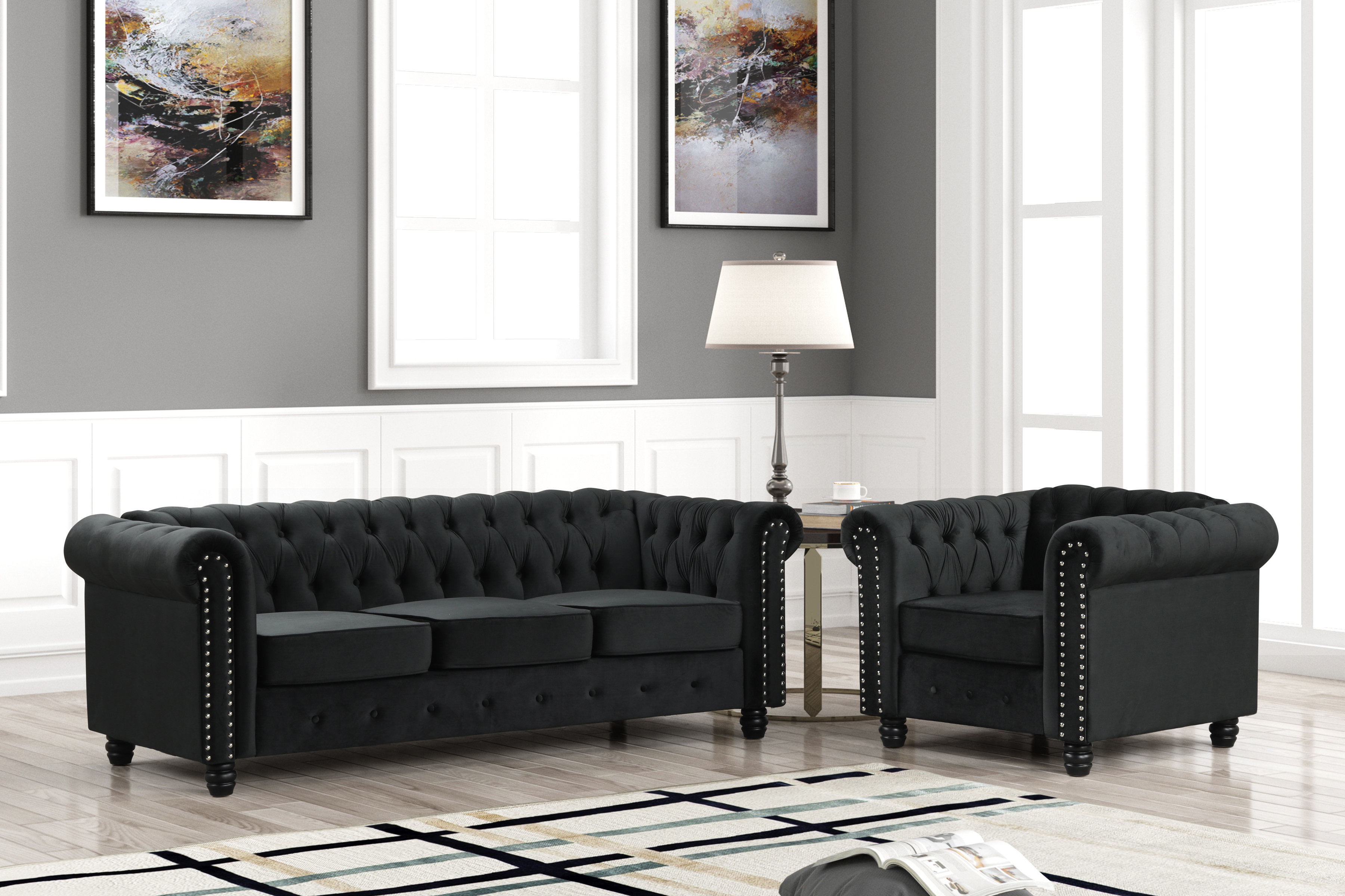 Rosdorf Park Deewan 2 Piece Velvet Living Room Set Wayfair