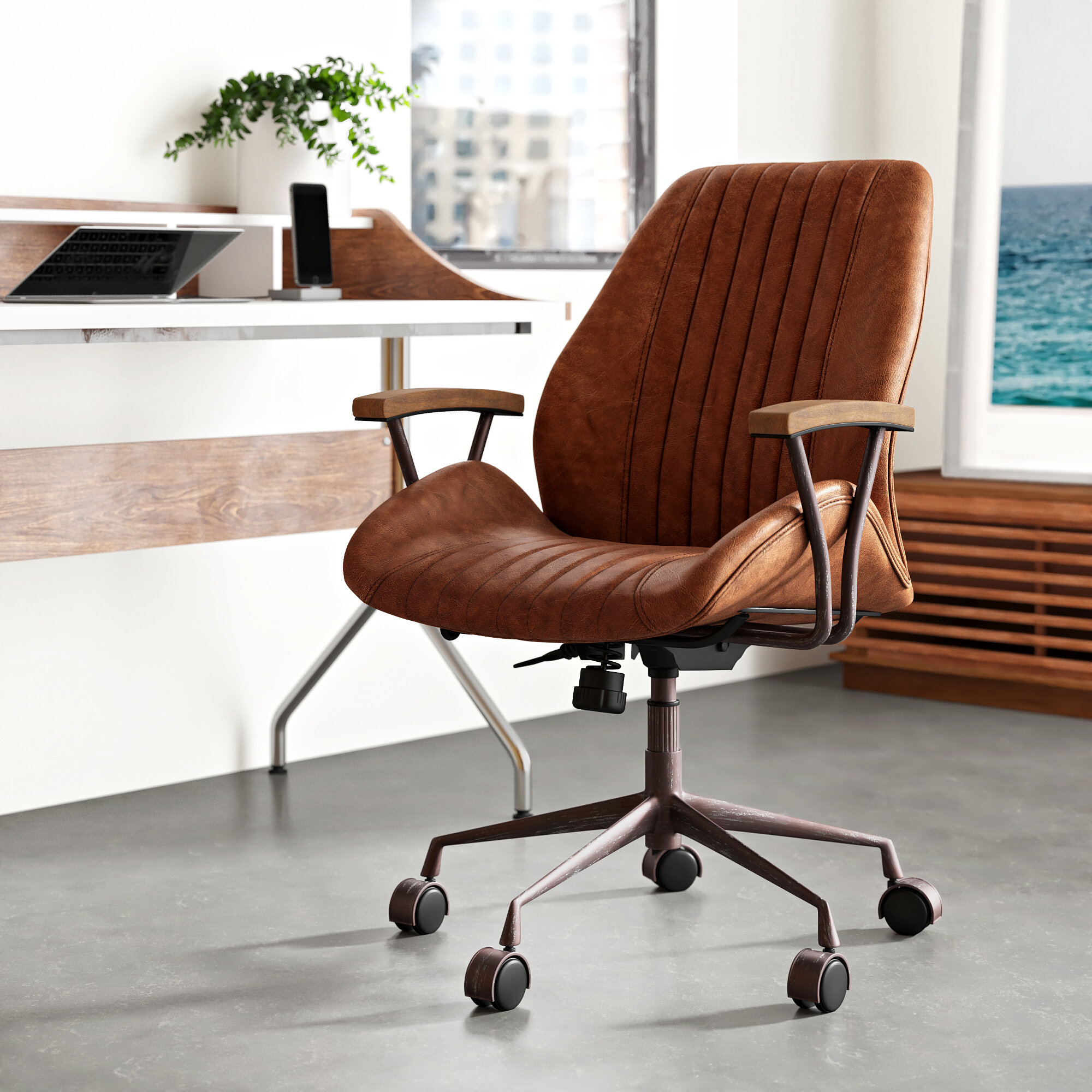 leonardo genuine leather task chair