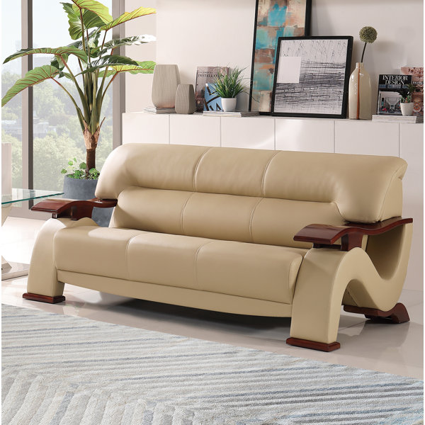 Couch With Wood Arms Wayfair