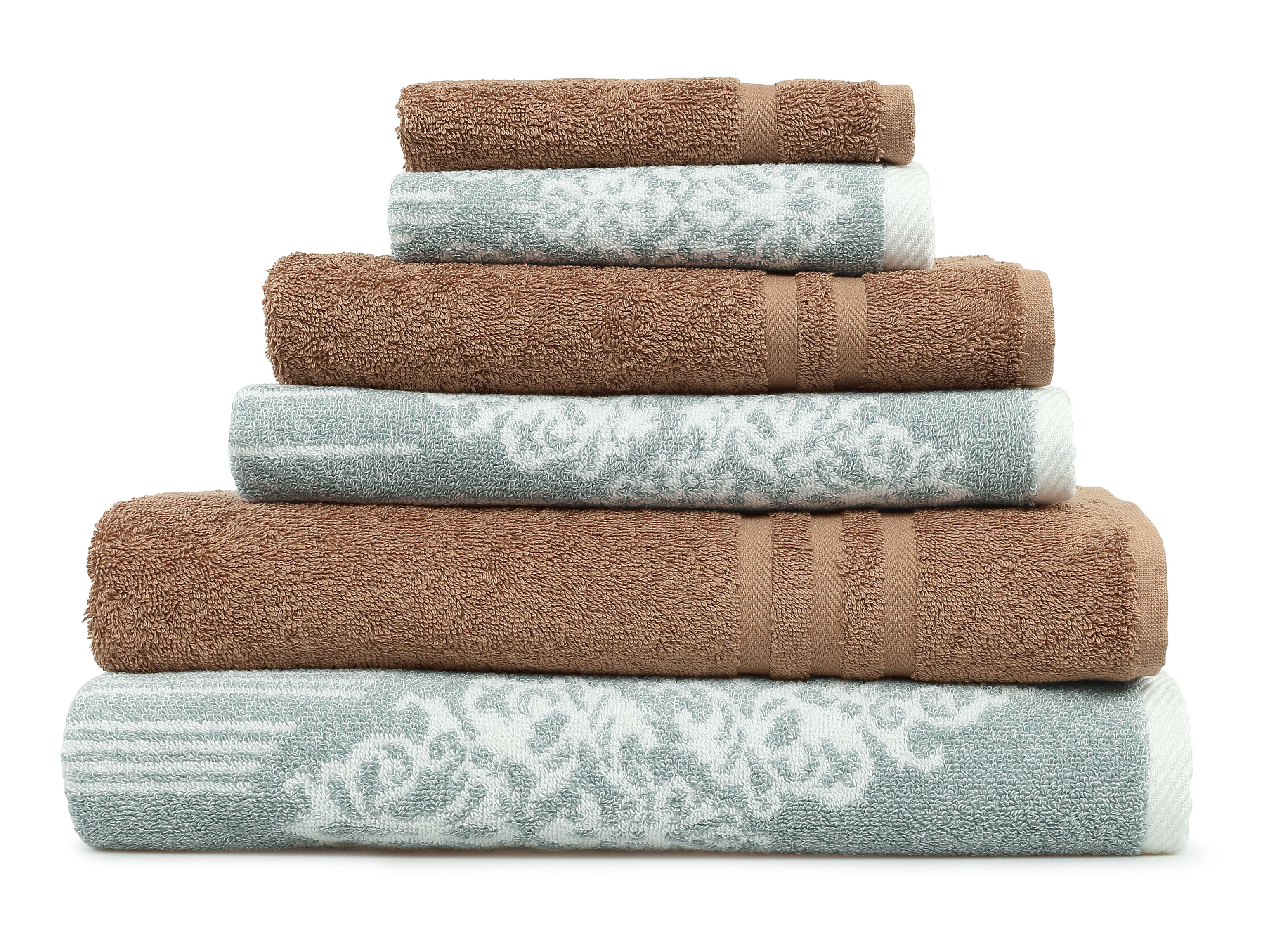 brown and aqua towels