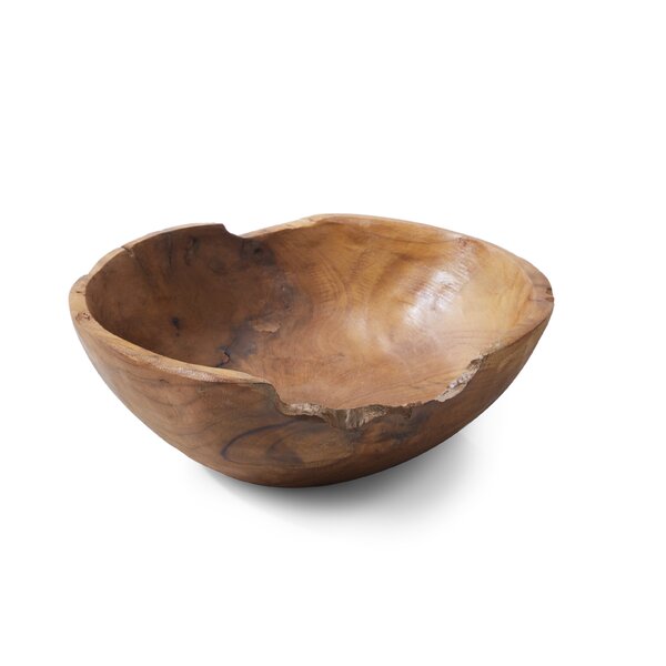 Teak Bowl 50 cm "Leaf" Natural Wood Bowl Table Decoration Teak Wood Carving 