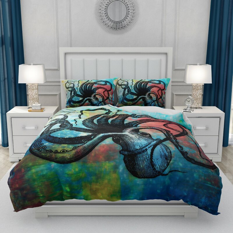 Longshore Tides Greer Dark Tie Dye Octopus Duvet Cover Set Wayfair