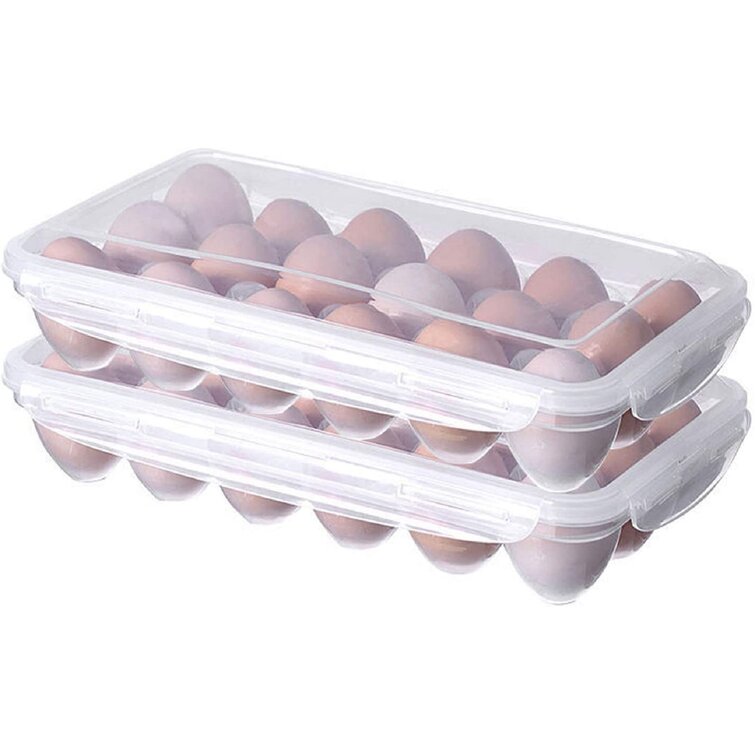 Plastic Egg Containers Pack Covered  Holders For Refrigerator 