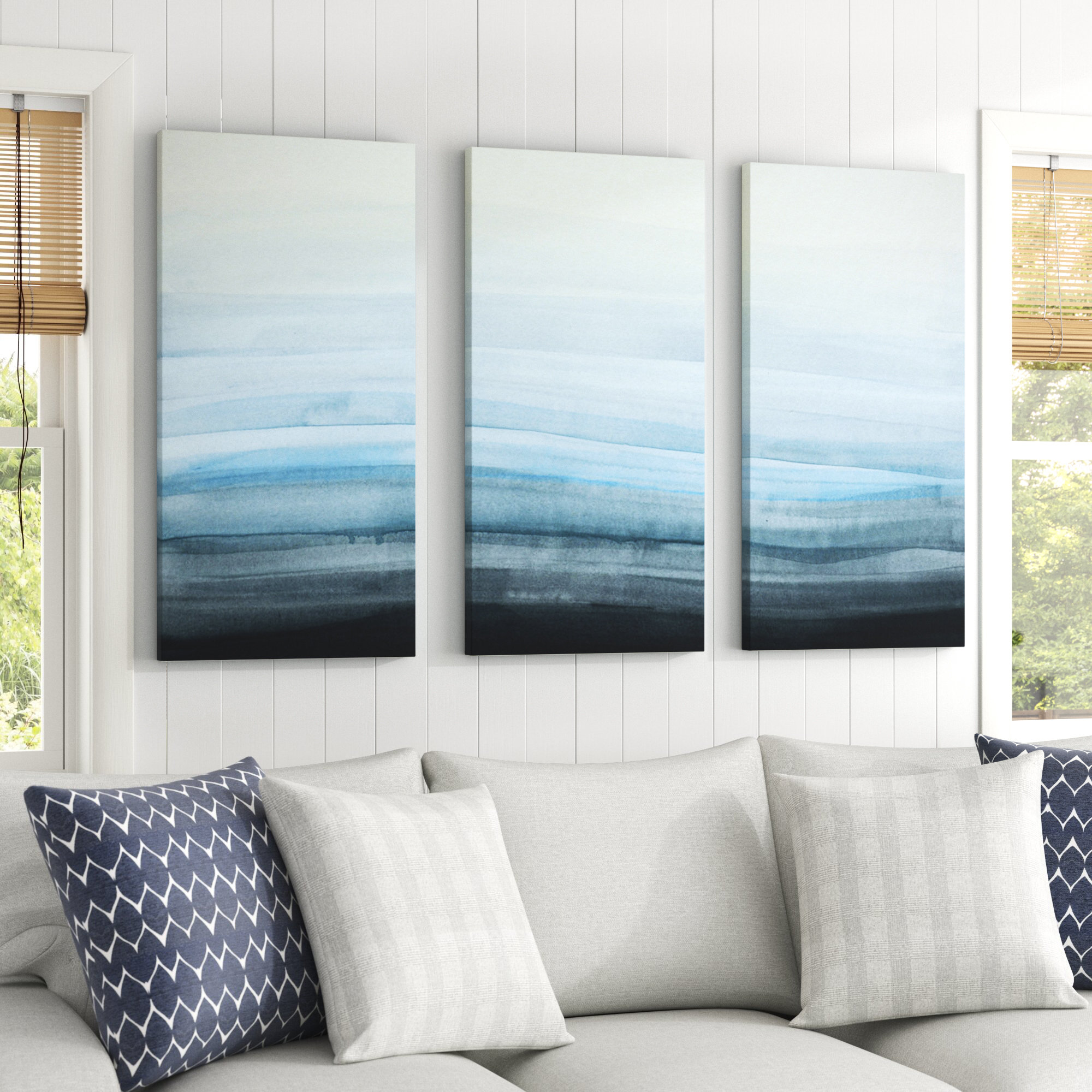 Sand & Stable Coastal Mist by Norman Wyatt Jr. - 3 Piece Wrapped Canvas ...