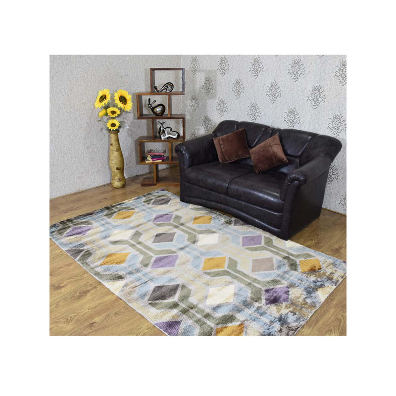 George Oliver Patchway Geometric Hand Knotted Yellow Area Rug Wayfair