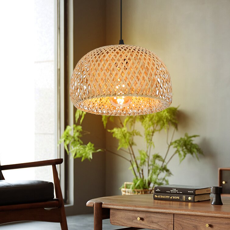 Bamboo Lampshade Restaurant Tea Room Woven Pendant Lighting Chandelier Cover 