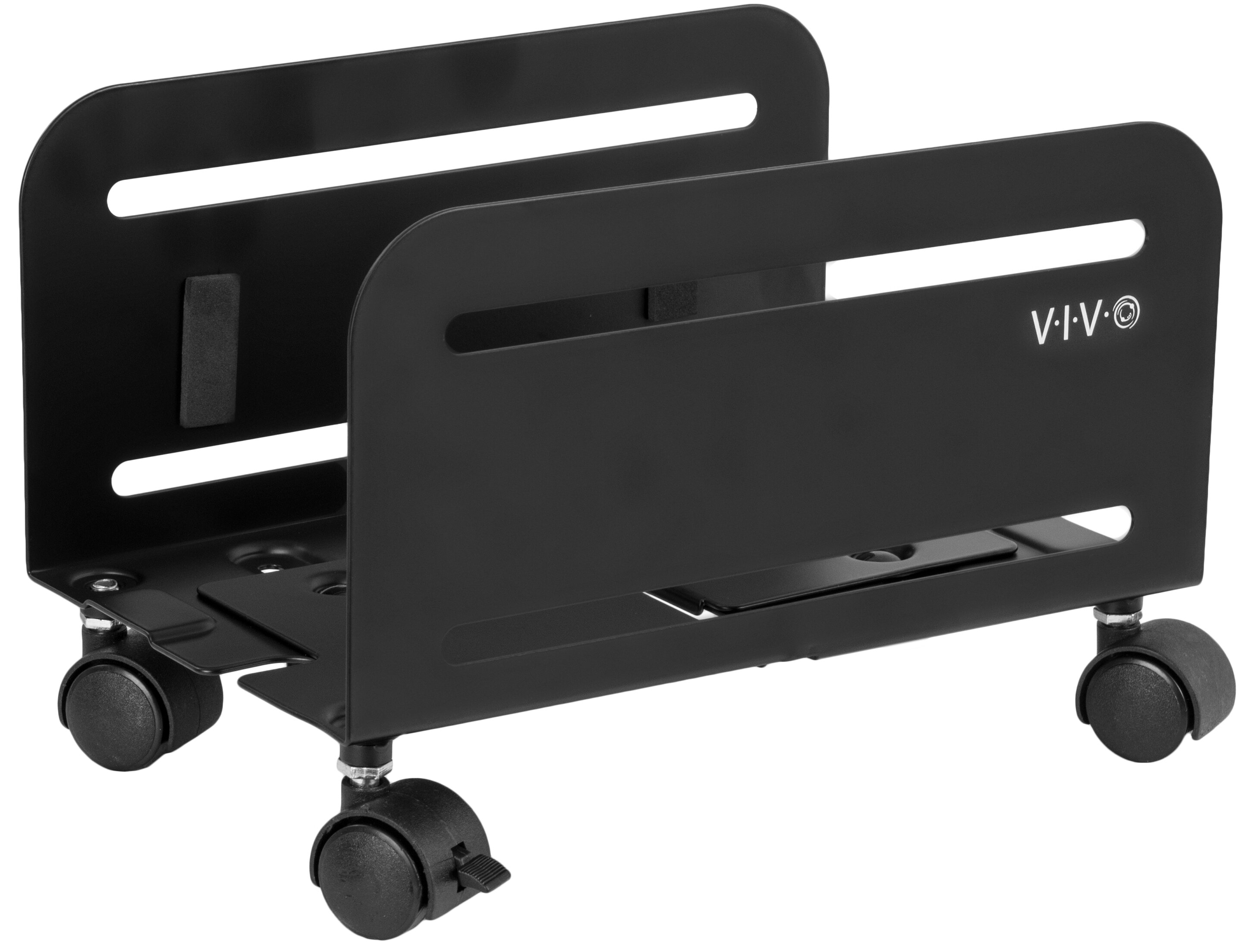 Black Mobile PC Adjustable Desktop Computer Stand Trolley 