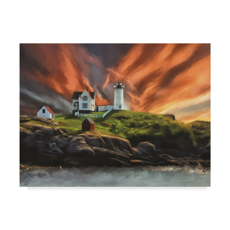 Breakwater Bay Cape Neddick Nubble Lighthouse Acrylic Painting