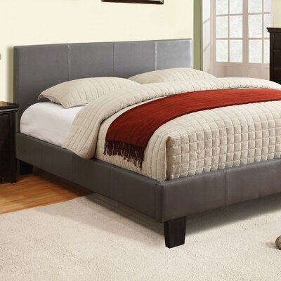 Bed Frame Platform Full Size Upholstered Headboard Bedroom Wood Slat Kit Gray