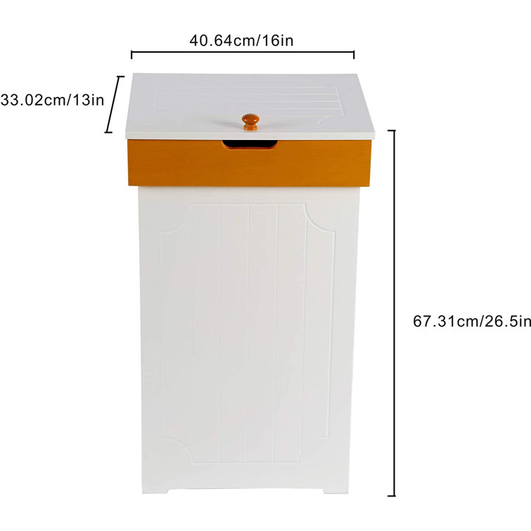 Cottage Trash Can ,13 Gallon Wood Trash Bin ,Country Style Garbage Can  ,Recycle Bin For Home Kitchen In White