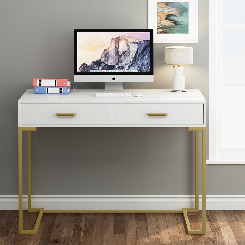 Mercer41 White Desk With Drawers | Wayfair